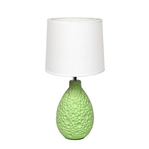 Lampe de table Simple Designs ovale en céramique de stuc texturé à motifs simples, vert et blanc, 14,17 po