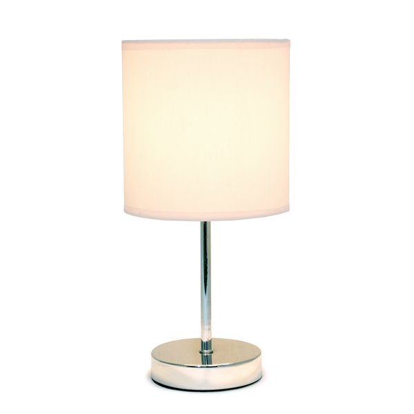 Simple Designs Chrome Mini Basic Table Lamp with Fabric Shade - Chrome and Blush Pink - 11-in