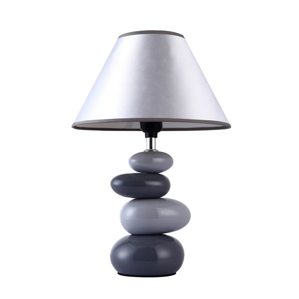 Simple Designs Shades of Gray Ceramic Stone Table Lamp - Grey - 14,04-in