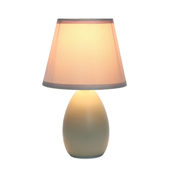 Simple Designs Mini Egg Oval Ceramic Table Lamp - Grey - 9.45-in