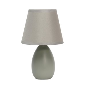 Simple Designs Mini Egg Oval Ceramic Table Lamp - Grey - 9.45-in