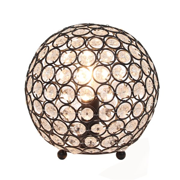 Lampe de table Elipse de Elegant Designs en paillettes de cristal, bronze, 8 po