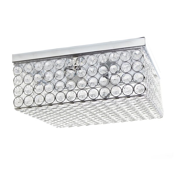 Elegant Designs Elipse Square Flushmount in Chrome Finish - 12-in