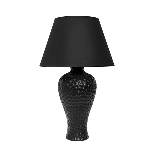 Lampe de table Simple Designs en céramique à motifs simples et texturés en stuc incurvé, noir, 20,08 po