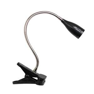 Lampe de bureau LimeLights col de cygne flexible DEL avec pince, noir, 18 po