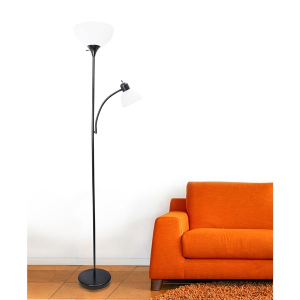 Lampe à pied de Simple Designs avec lumière de lecture - noire