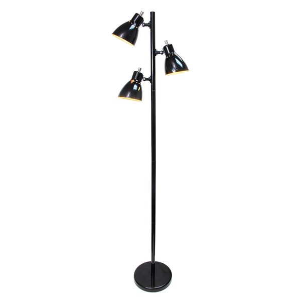 Simple Designs Metal 3-Light Tree Floor Lamp in Black Finish - 63.4-in