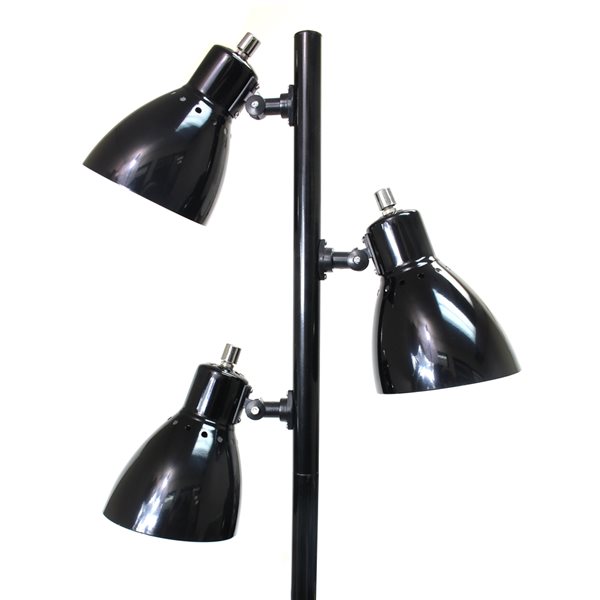 Simple Designs Metal 3-Light Tree Floor Lamp in Black Finish - 63.4-in