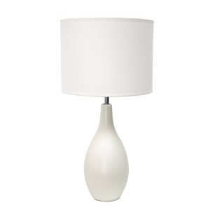 Simple Designs Oval Bowling Pin Base Ceramic Table Lamp - Off-White - 18.11-in