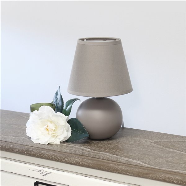 Simple Designs Mini Ceramic Globe Table Lamp Grey - Set of 2