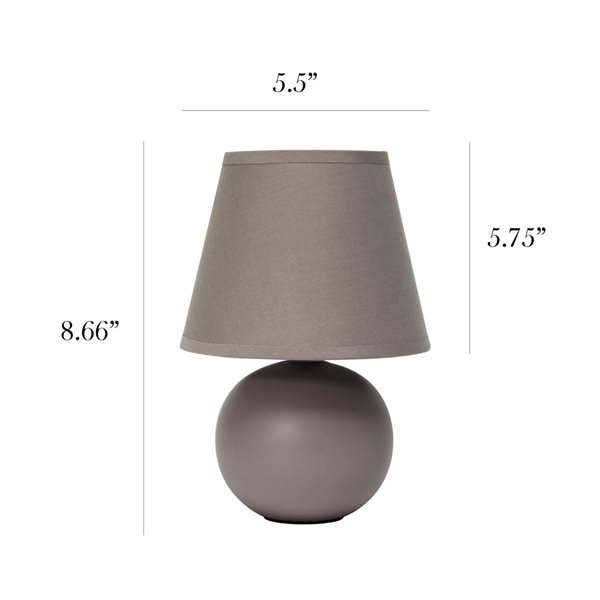 Simple Designs Mini Ceramic Globe Table Lamp Grey - Set of 2