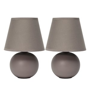 Simple Designs Mini Ceramic Globe Table Lamp Grey - Set of 2