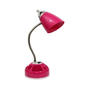 LimeLights Organizer Desk Lamp with Charging Outlet - Pink - 20-in