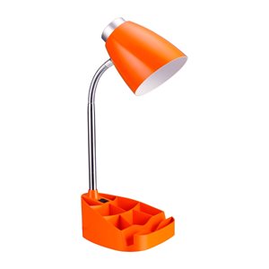 LimeLights Gooseneck Organizer Desk Lamp - Orange - 18.5-in