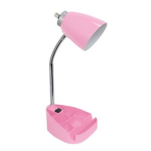 Lampe de bureau LimeLights avec prise de chargement, rose, 18,5 po