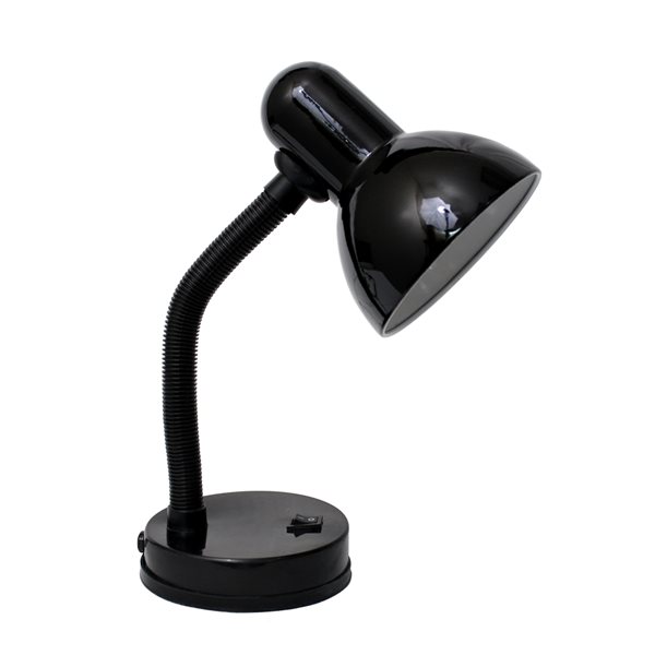 Simple Designs Basic Metal Desk Lamp with Flexible Hose Neck - Black - 13.85-in