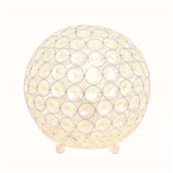 Elegant Designs Elipse 8 Inch Crystal Ball Sequin Table Lamp - White - 8-in