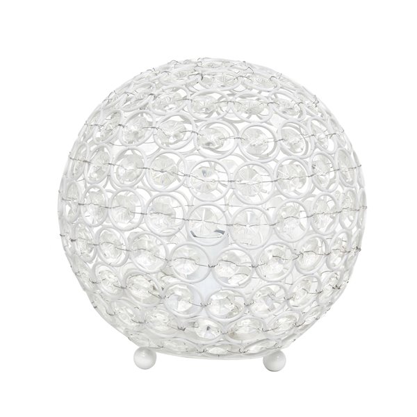 Elegant Designs Elipse 8 Inch Crystal Ball Sequin Table Lamp - White - 8-in