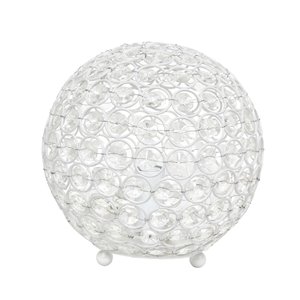 Elegant Designs Elipse 8 Inch Crystal Ball Sequin Table Lamp - White - 8-in