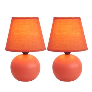 Lampes de table Simple Designs avec mini globe en céramique orange, ens. de 2