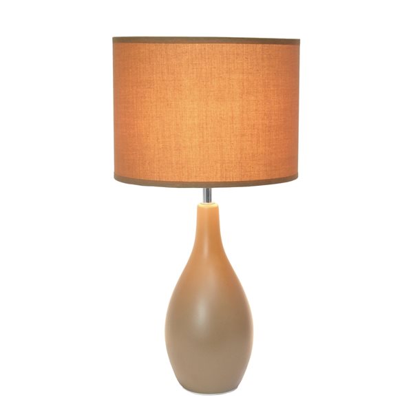 Simple Designs Oval Bowling Pin Base Ceramic Table Lamp - Light Brown - 18.11-in