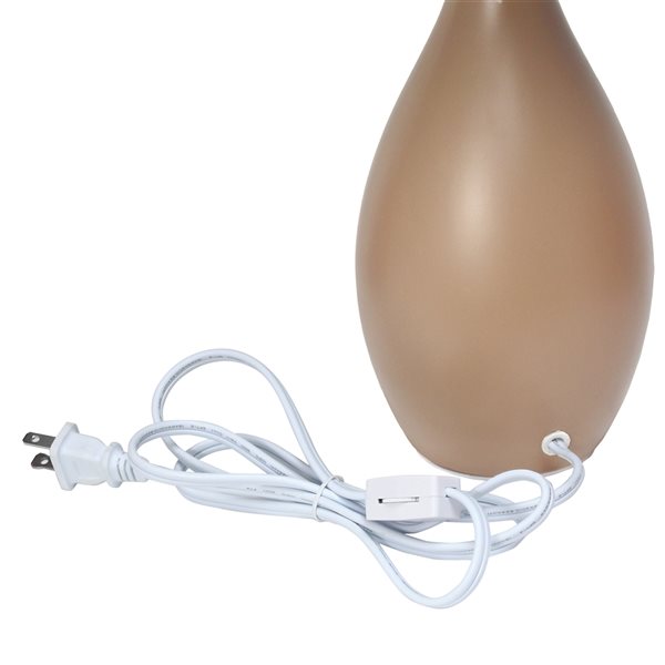 Simple Designs Oval Bowling Pin Base Ceramic Table Lamp - Light Brown - 18.11-in