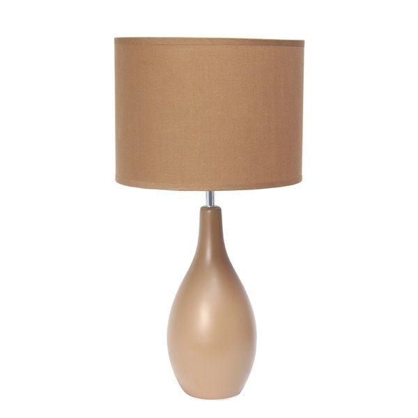 Simple Designs Oval Bowling Pin Base Ceramic Table Lamp - Light Brown - 18.11-in