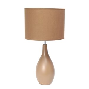 Simple Designs Oval Bowling Pin Base Ceramic Table Lamp - Light Brown - 18.11-in