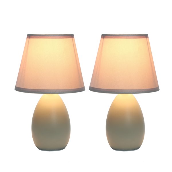 Simple Designs Mini Egg Oval Ceramic Table Lamp Orange - Set of 2