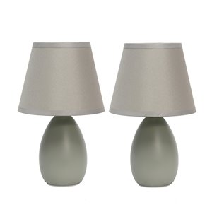 Simple Designs Mini Egg Oval Ceramic Table Lamp Orange - Set of 2