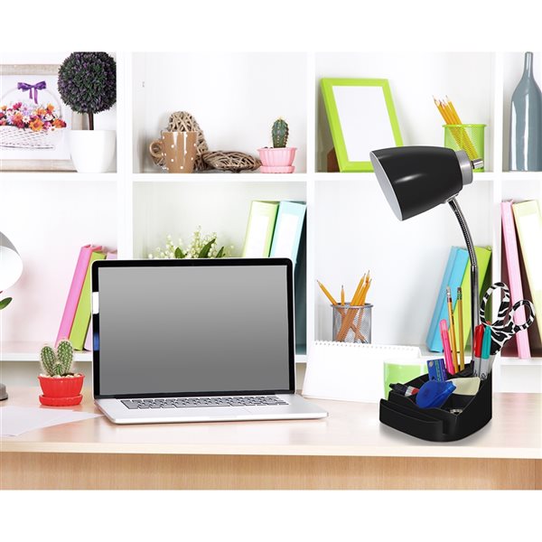 LimeLights Gooseneck Organizer Desk Lamp with Charging Outlet - 18.5-in