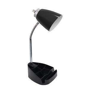 LimeLights Gooseneck Organizer Desk Lamp with Charging Outlet - 18.5-in