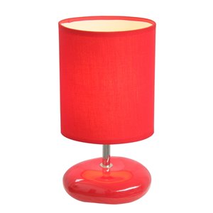 Simple Designs Stonies Small Stone Look Table Bedside Lamp - Red - 10.24-in