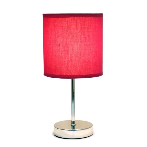 Mini lampe de table Simple Designs base avec abat-jour en tissu, chrome et rouge vin, 11 po