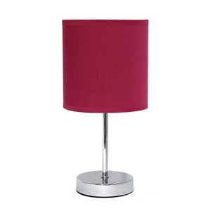 Mini lampe de table Simple Designs base avec abat-jour en tissu, chrome et rouge vin, 11 po