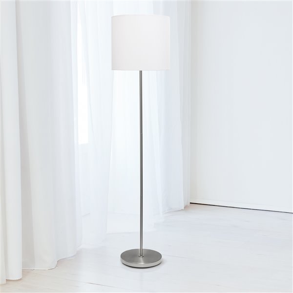 Simple Designs Brushed Nickel Drum Shade Floor Lamp - 58-in