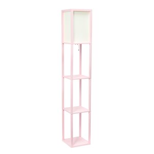 Simple Designs Floor Lamp Etagere Organizer Storage Shelf with Linen Shade