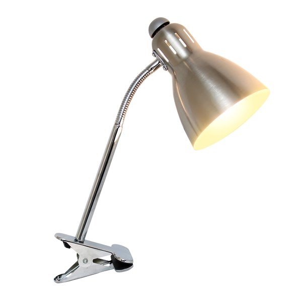 Simple Designs Adjustable Clip Light Desk Lamp Brushed Nickel - 14.17-in