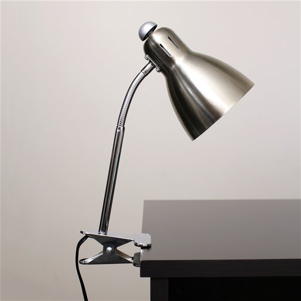 Simple Designs Adjustable Clip Light Desk Lamp Brushed Nickel - 14.17-in