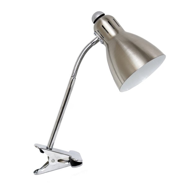 Simple Designs Adjustable Clip Light Desk Lamp Brushed Nickel - 14.17-in