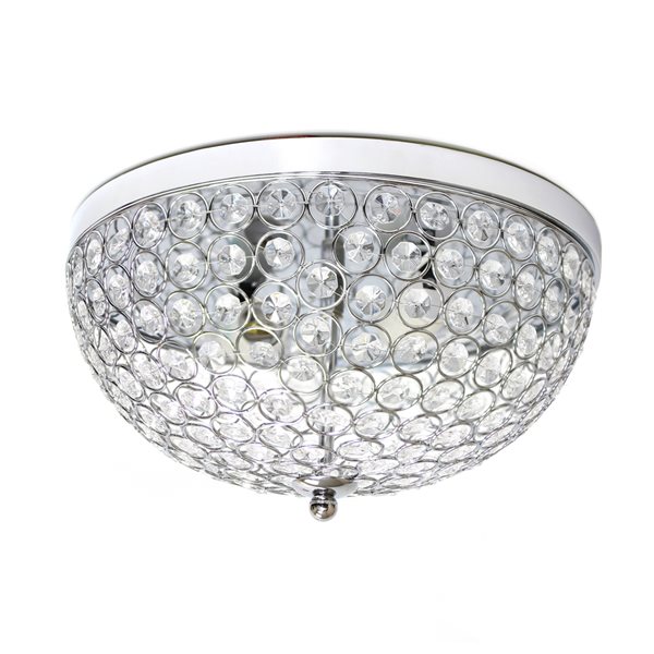 Elegant Designs Elipse 2 Light Crystal Flush Mount Ceiling Light