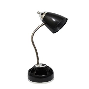 LimeLights Organizer Desk Lamp with Charging Outlet - Black - 20-in