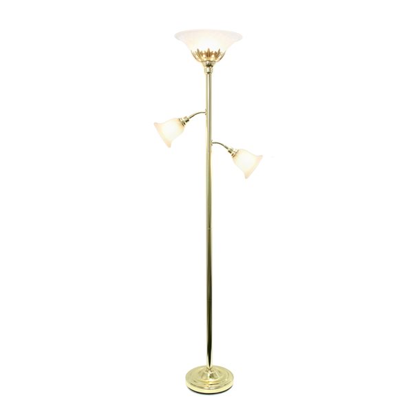 Elegant Designs 3 Light Floor Lamp with Scalloped Glass Shades - 71-in