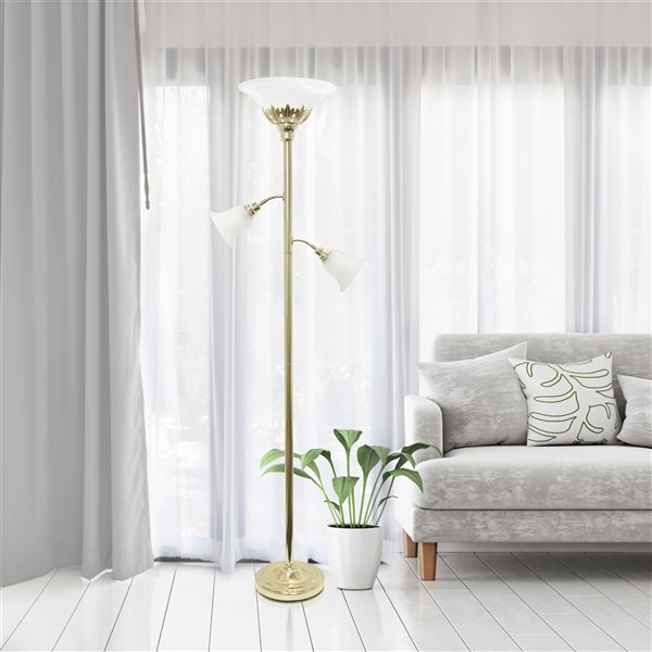 Elegant Designs 3 Light Floor Lamp with Scalloped Glass Shades - 71-in