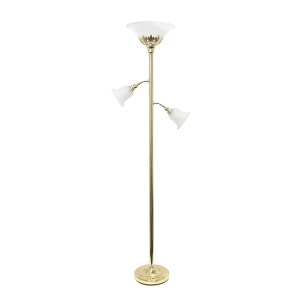 Elegant Designs 3 Light Floor Lamp with Scalloped Glass Shades - 71-in