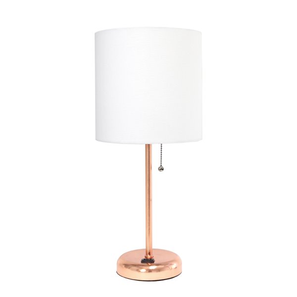 Limelights Rose Gold Stick Lamp With, Rose Gold Table Lamp With Pink Shade