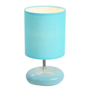 Simple Designs Stonies Small Stone Look Table Bedside Lamp - Blue - 10.24-in