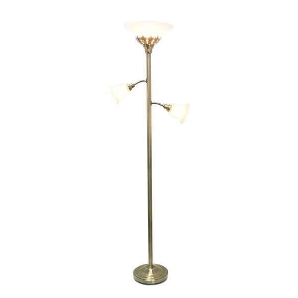 Elegant Designs 3 Light Floor Lamp with Scalloped Glass Shades - 71-in