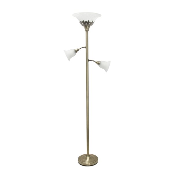 Elegant Designs 3 Light Floor Lamp with Scalloped Glass Shades - 71-in