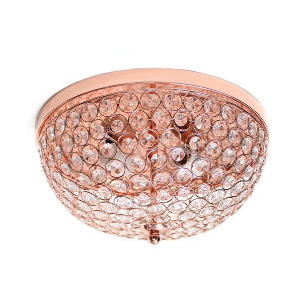 Elegant Designs 2 Light Elipse Crystal Flush Mount Ceiling Light - Pink Gold